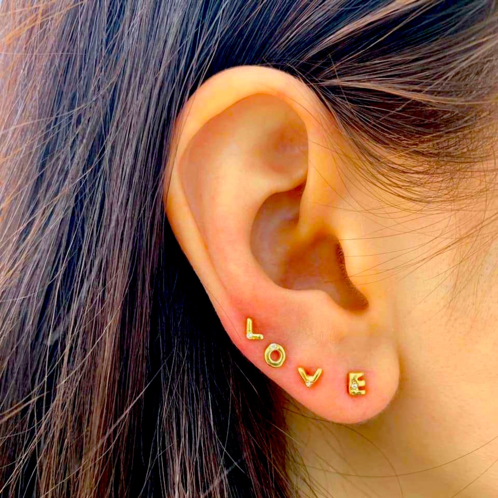 Elisa Solomon 14k Gold Initial Stud Earring “J”